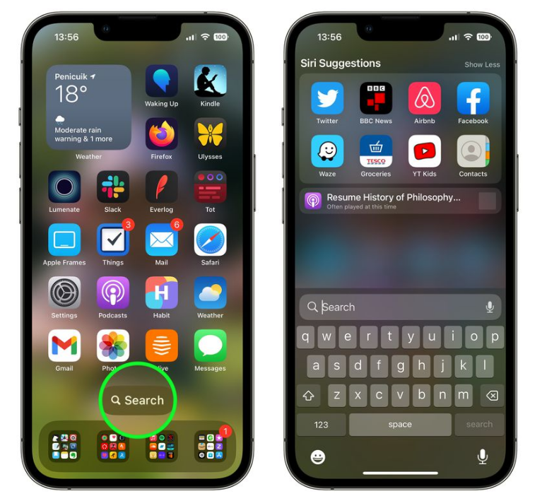 大厂苹果手机维修分享升级到 iOS 16 后，如何删除主屏幕上的搜索按钮 