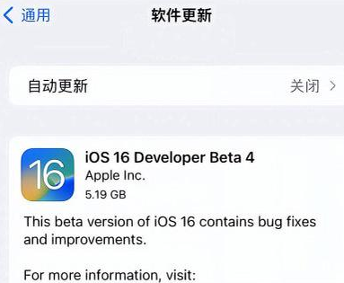 大厂苹果手机维修分享iOS16 Beta4 更新内容及升级建议 
