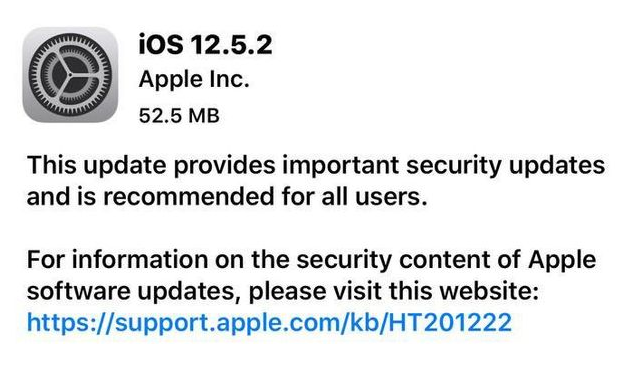 大厂苹果手机维修分享iOS12.5.2发布，建议所有老苹果用户安装 